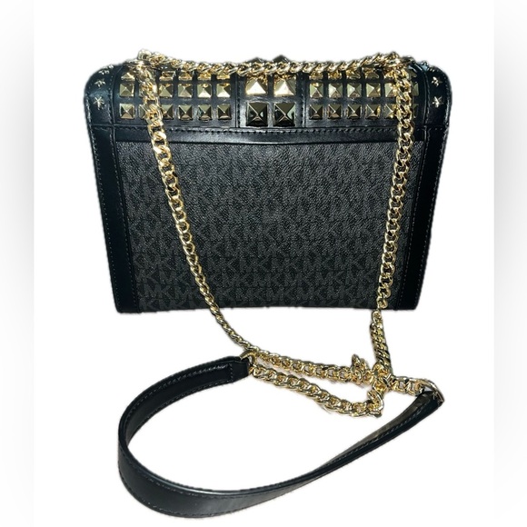 Michael Kors Whitney Large Star Embellished Logo Shoulder Bag, Black & Gold - Picture 15 of 16